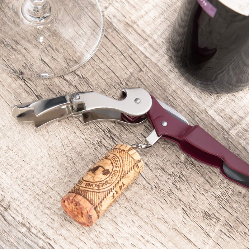 HYZ 2-Pack Wine Opener Waiter Corkscrew, Professional Wine Key for Servers, Bartender with Foil Cutter, Manual Wine Bottle Opener Double Hinged (Burgundy) - Image 5